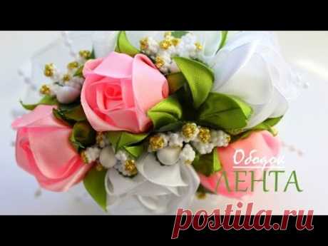 🌺 Чайные Розы канзаши из Лент / 🌺 Tea Roses kanzashi ribbons