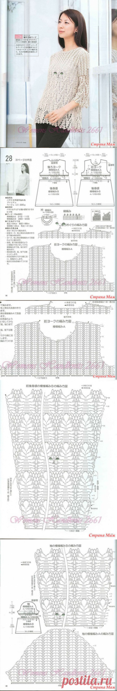 . Красивая кофточка-туничка (платье) - Все в ажуре... (вязание крючком) - Страна Мам