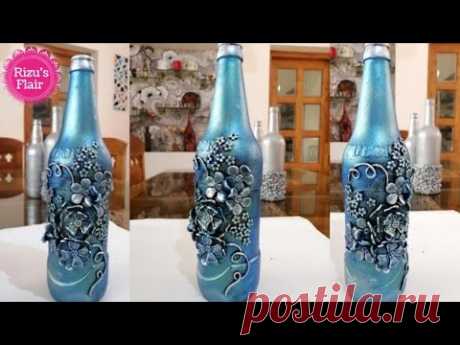 Bottle Decoration Idea | Antique Bottle Art |  Bottle clay craft |Bottle Transformation