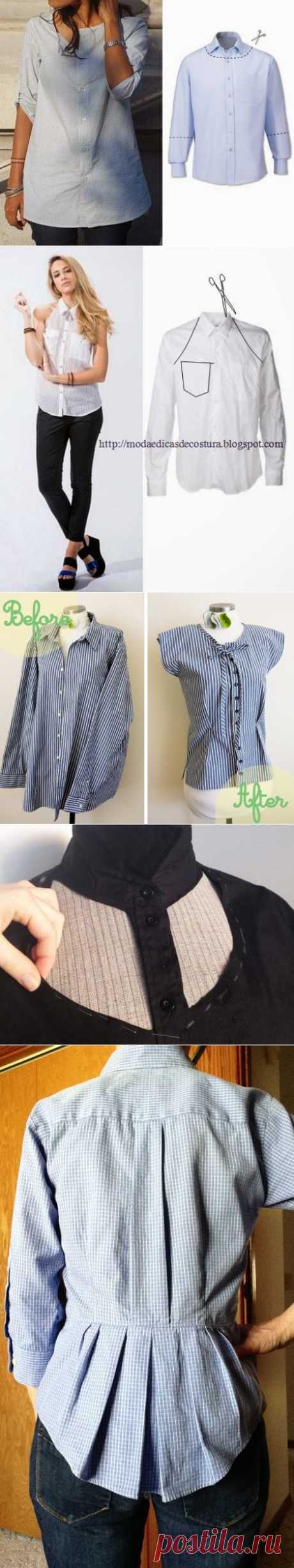 Переделки: Оригинальные блузки из рубашек — Рукоделие