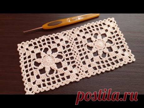 Красивый КВАДРАТНЫЙ МОТИВ вязание крючком мастер-класс How to Crochet for Beginners