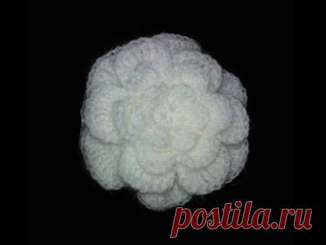 Объемный легкий цветок крючком Crochet flower - YouTube