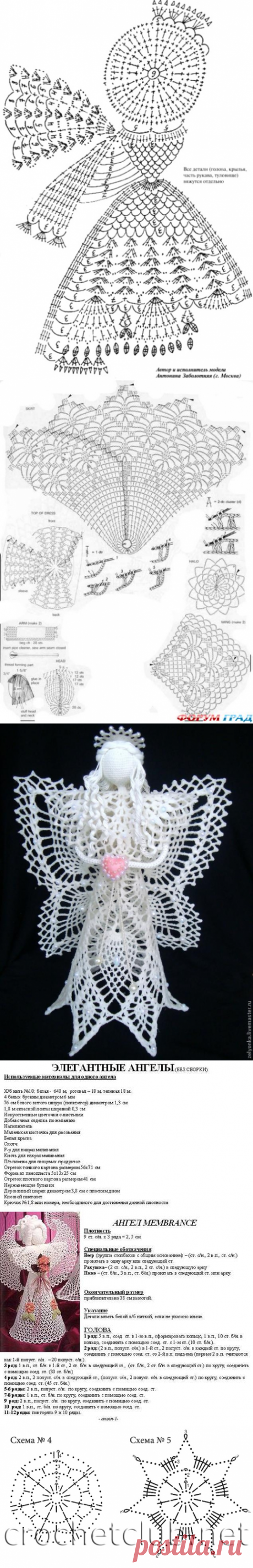 Вязать крючком ангела схема