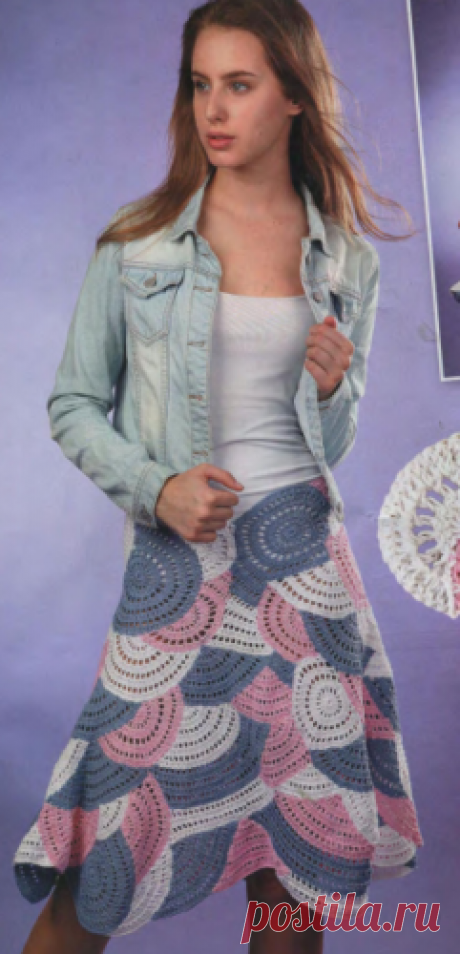 Женская летняя юбка "Цветные круги" Женская летняя юбка «Цветные круги», вязаная крючком