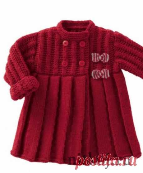 Красное детское пальто спицами » Ниткой - вязаные вещи для вашего дома, вязание крючком, вязание спицами, схемы вязания