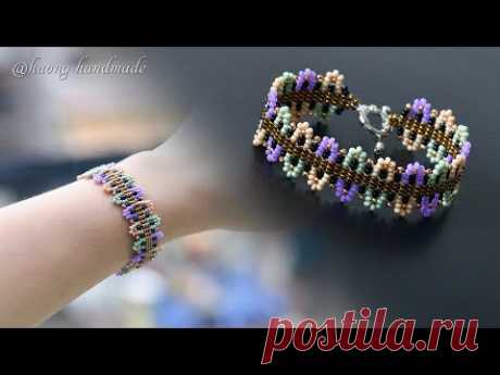Bead fence bracelet with only seed beads. How to make jewelry. Beading diy