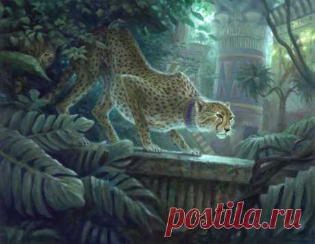 Pouncing гепард подписанный giclee печати | Etsy