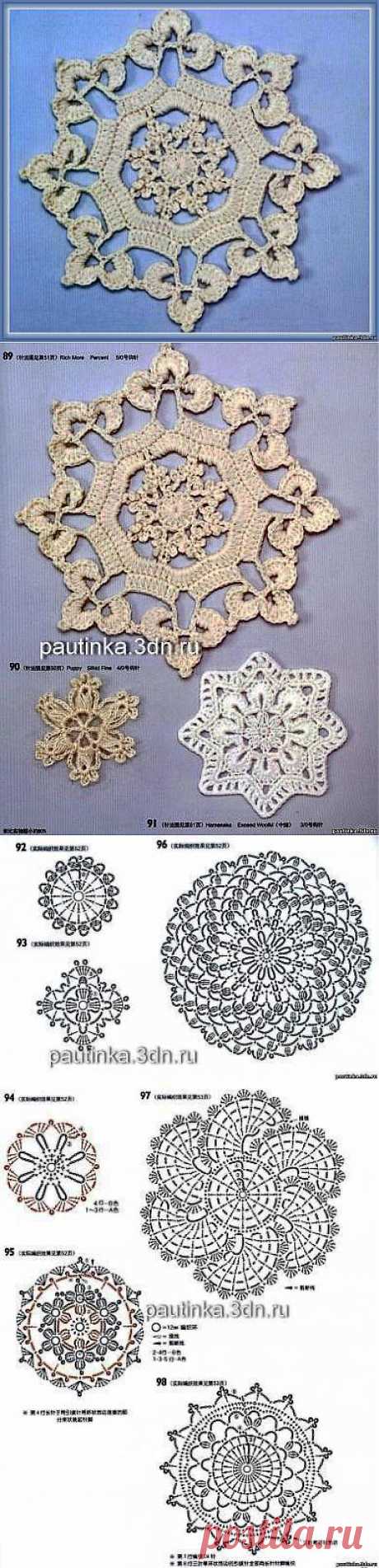 Вязаные круглые мотивы крючком и схемы вязания - Схемы вязания мотивов - Схемы для вязания - Уроки вязания крючком - Вязание крючком, мотивы, схемы для вязания крючком