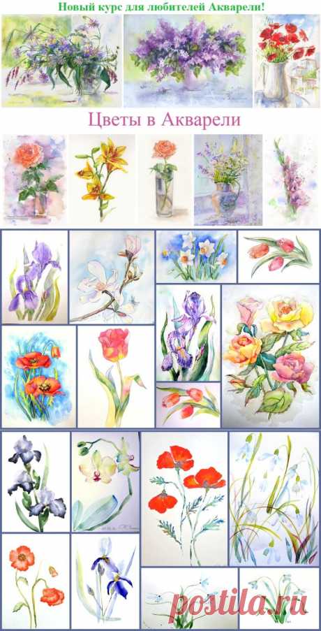 Новый курс &quot;Цветы в акварели&quot; - энциклопедия разных стилей изображения цветов