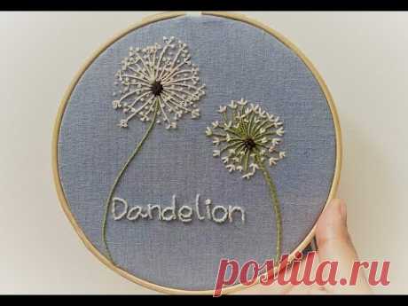 Dandelion Hand Embroidery | Playing with French knots and Stem Stitch | Amateur Embroidery