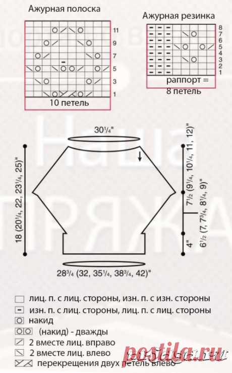 Лиловая ажурная кофточка спицами