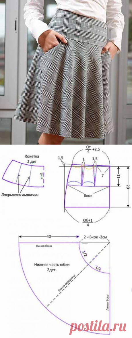 Юбка полусолнце на кокетке — Сделай сам, идеи для творчества - DIY Ideas