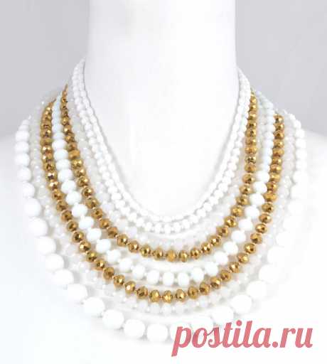Jose & Maria Barrera -ожерелье из восьми нитей мелового белого и золотого цветов