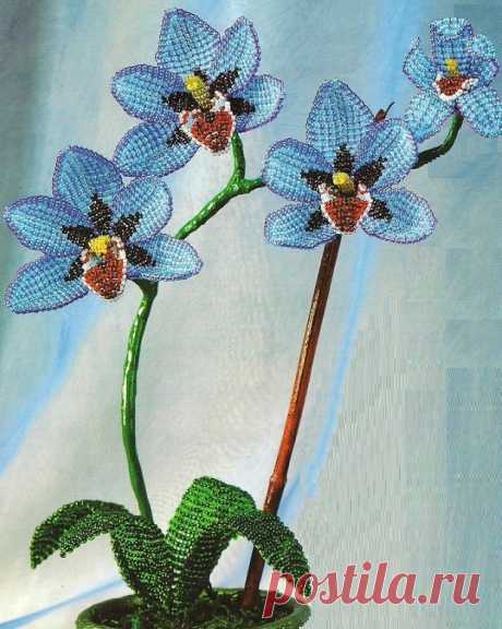 Бисерный цветок орхидея Всё из бисера и о бисере плетём и вышиваем. Учимся плести и вышивать бисером, уроки и техники бисероплетения, мастер классы, схемы для вышивания бисером
