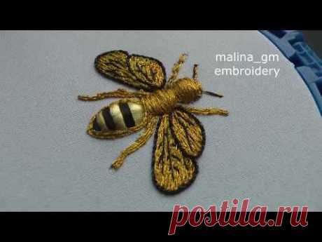Вышивка : Золотая пчёлка  | простой дизайн