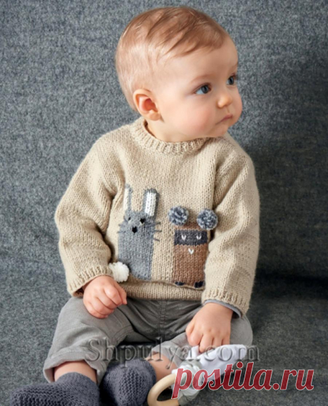 Пуловер с жаккардом для мальчика — Shpulya.com - схемы с описанием для вязания спицами и крючком