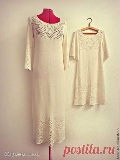 Купить Вязаное платье из бамбука &quot;Элегантная нежность&quot; - белый, платье, платье вязаное, Платье нарядное