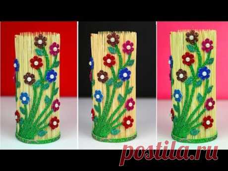 DIY chopsticks Flower Vase | How to Make a Flower vase with chopsticks for Home Decor