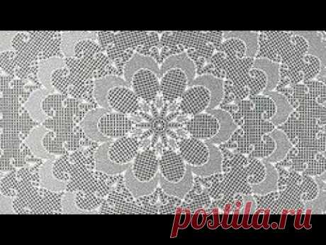 Філейна скатертина гачком 1-6 ряд.  Filet crochet Table cloth 1-6 round