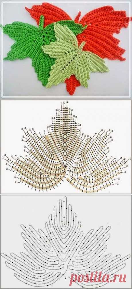 Осенние листья кружат (кленовый лист крючком) | Уют и тепло моего дома