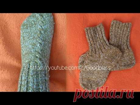 Как вязать носки спицами. Носки с узором. Часть 1/2 Knitting socks.