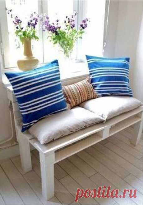 Небольшой диван для дачи из поддонов — 6 соток