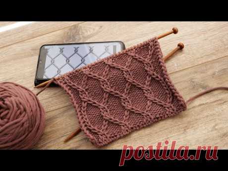 Узор «Сетка Рабица» спицами ╳  «Rabitz Grid» knitting pattern