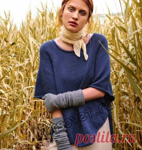 Пончо пуловер спицами - Хитсовет Пончо пуловер спицами. Вязание спицами для женщин модного пончо пуловера с пошаговым описанием вязания.