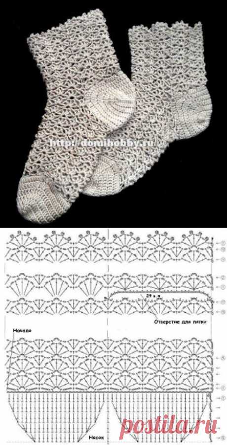 Вязание ажурных носков крючком. Мастер-класс