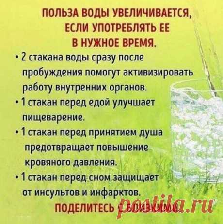 Даже простую воду нужно употреблять в нужное время!