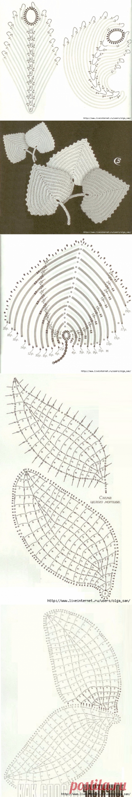 Ещё немного листьев для ирландского кружева и аксессуаров крючком. Часть 1.