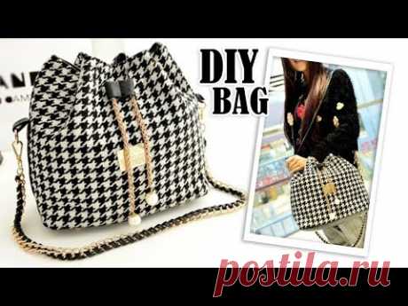 DIY SWEET SHOULDER BAG DESIGN // Chains Fashion Bucket Bag Tutorial