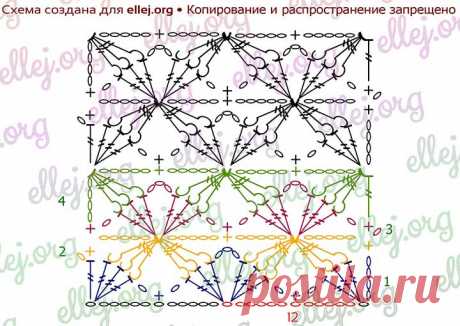 Узор Бархатные звезды | Вязание крючком от Елены Кожухарь