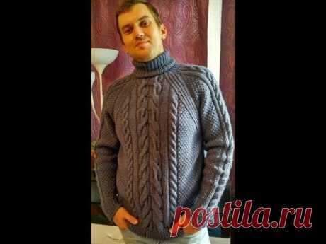 Вязаный свитер спицами для мужчины