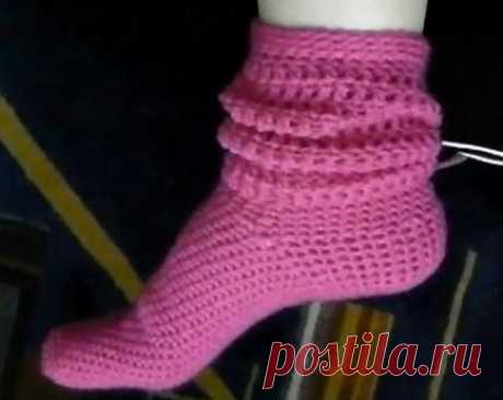 Видеоурок по вязанию крючком взрослых носков | Идеи для семьи | Рукоделие: вышивание, вязание, плетение, шитье, изготовление мебели