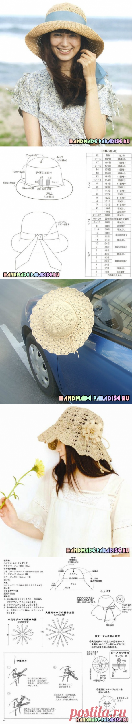 Летние шляпки крючком. Схемы - Handmade-Paradise