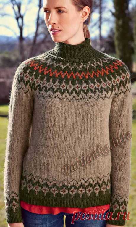 Пуловер с вставкой жаккард (ж) 150 Creations 15/16 Bergere de France №4671