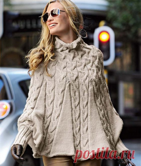 Hand knitted poncho