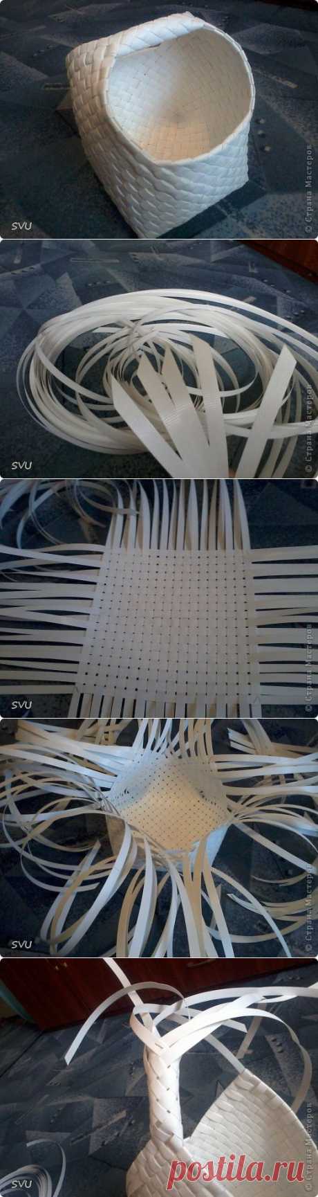 (+1) тема - Плетение корзинки из упаковочной (полипропиленовой, стреппинг) ленты | СДЕЛАЙ САМ!