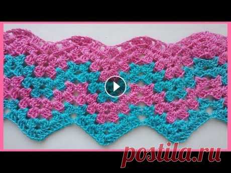 Зигзаг крючком / Zig Zag, Crochet Chevron Узор "Зигзаг по рисунку бабушкиного квадрата" - несложно, оригинально, доступно. Узор удобно вязать по кругу. Схема есть в видео, а также на...