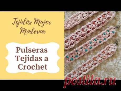 PULSERAS  Tejidas a Crochet con Bisuteria.