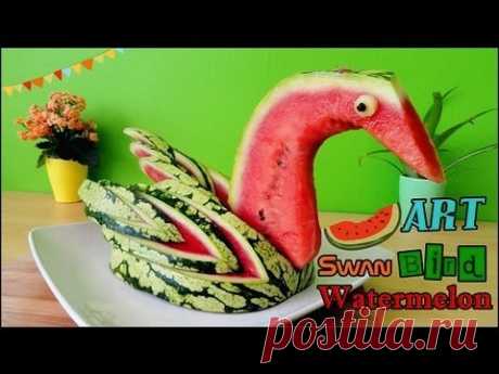 Art In Watermelon Swan | Food Carving Bird Garnish | Fruit Decoration