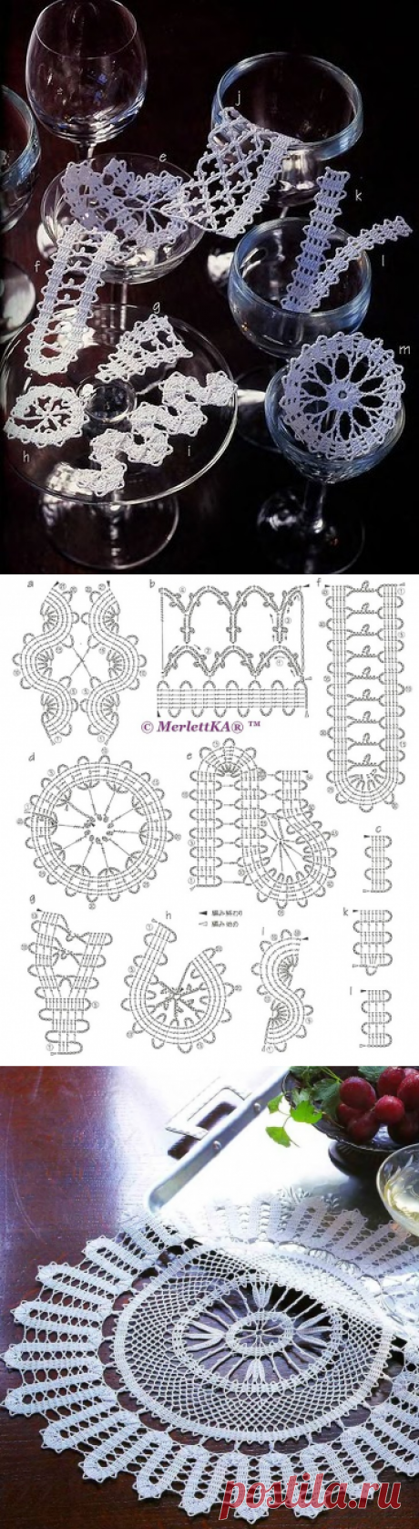 Брюггское кружев крючком ☆ как вязать тесьму и салфетку