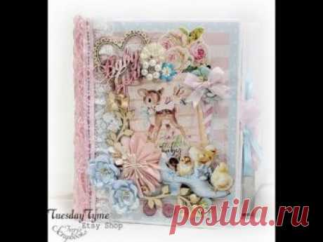 Baby Girl Prima Heaven Sent 2 Scrapbook Mini Album A custom order mini album for a baby girl. https://www.etsy.com/shop/TuesdayTyme ❤️ See my albums in action on you tube. See other crafts and tutorials by me...