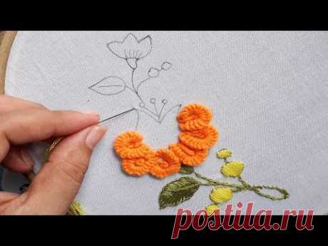 Hand Embroidery, Very Easy Flower Embroidery Tutorial, Simple Flower Design