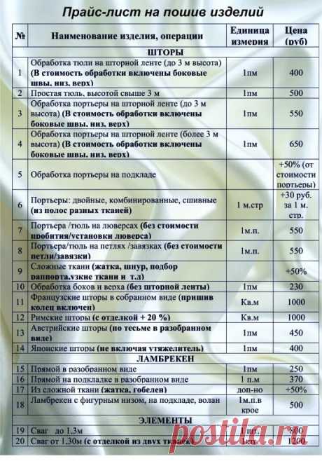 шитье штор прайс-лист: 13 тыс изображений найдено в Яндекс.Картинках