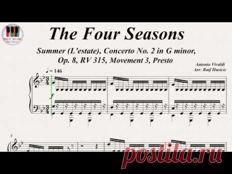 The Four Seasons, Summer (L'estate), G minor, Op. 8, RV 315, Mov. 3, Presto - Antonio Vivaldi, Piano