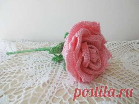 Большая роза Часть 2 Rose Crochet Part 2 - YouTube