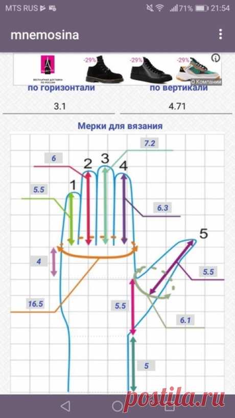 Новая выкройка вязания в мобильном приложении Mnemosina
Выкройка перчаток
Не забудьте обновить приложение 

Пример расчета по новой выкройке.
#Выкройки@clubmnemosina