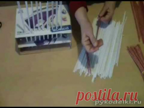 Ситцевое плетение из бумажных трубочек урок 3